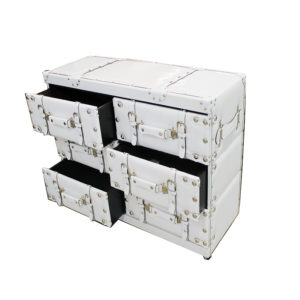 COFFRE DESIGN AVEC 6 TIROIRS EN BOIS ET SIMILI-CUIR 11B544
