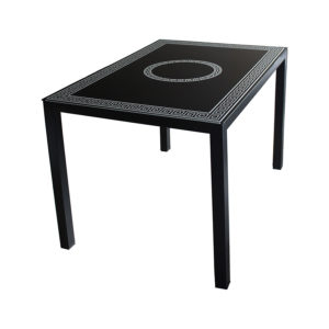 Table à manger Pied en Métal Plateau en Verre Trempé 228