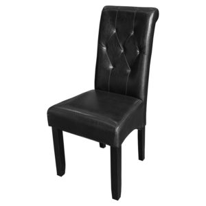 Chaise Design en Bois Avec Assise Rembourré en Simili-Cuir 487N LOT DE 2