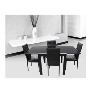 Table à manger avec rallonge Pied en Métal Plateau en Verre Trempé 588
