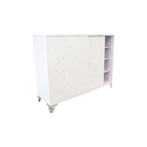 BUFFET/MEUBLE CHAUSSURE DESIGN BOIS LAQUE ET VERRE  PORTE COULISSANTE AVEC STRASS 725