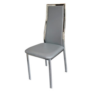 Chaise Design en Métal Avec Assise Rembourré en Simili-Cuir B86 LOT DE 6
