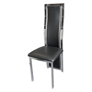 Chaise Design "S" en Métal Avec Assise Rembourré en Simili-Cuir B88 LOT DE 6