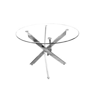Table Ronde Pied Inox Plateau en Verre Trempé 616