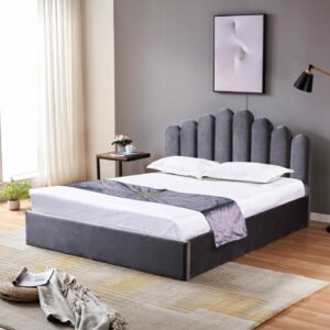 LIT DOHA VELOURS DOUDOU AVEC COFFRE