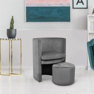 Fauteuil Cabriolet Velours Gris