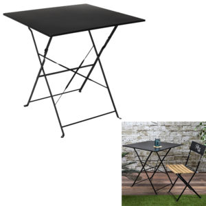 Table de repas pliante coloris noir en acier - 70 x 70 x 71 cm