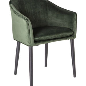 Fauteuil velours et pieds bois noir HERE