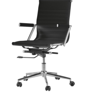 Chaise de bureau simili cuir noir à roulettes ZETA