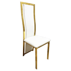 Chaise B881 Blanc Simili cuir Pied couleur Doré