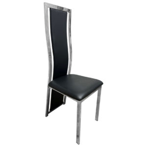 Chaise B88 Noir Simili Cuir Pied Argenté