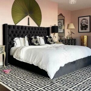 LIT DOUBLE CLOUTE CAPITONNE VELOURS