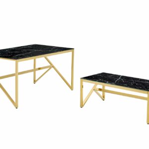 TABLE BASSE MAJESTIQUE GOLD VERRE MARBRE NOIR