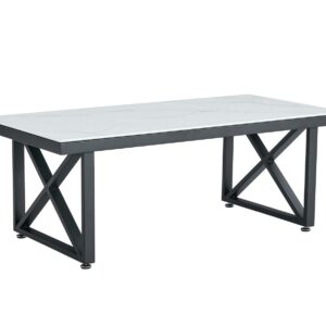 TABLE BASSE LEVANTO METAL NOIR MARBRE BLANC