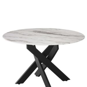 TABLE BASSE RONDE JESSY METAL NOIR MARBRE BLANC