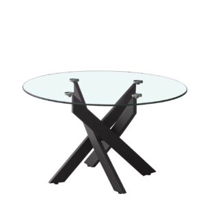TABLE BASSSE RONDE JESSY METAL NOIR TRANSPARANT