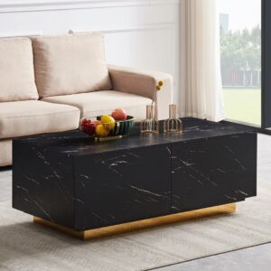 TABLE BASSE FLOTTANTE A COFFRE GOLD MARBRE NOIR