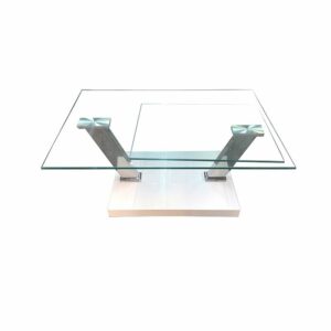 TABLE BASSE C02 DOUBLE PLATEAUX VERRE TREMPE