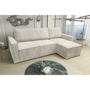 CANAPE PARIS CONVERTIBLE ANGLE REVERSIBLE COTELE BEIGE 2m32 / 1m47