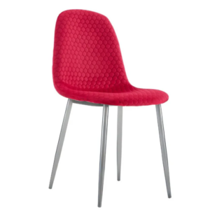 CHAISE SCANDINAVE ALVEOLE PIEDS CHROME VELOURS FUSHIA