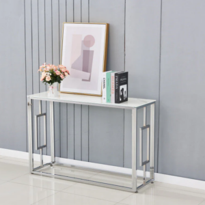 CONSOLE SOPHIE CHROME MARBRE BLANC