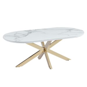 TABLE À MANGER OVALE MANON PIEDS DORÉS