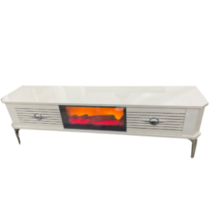 MEUBLE CHEMINÉE CLASS BLANC ARGENTÉ