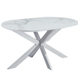 TABLE À MANGER OVALE MANON PIEDS CHROMÉS